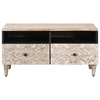 Couchtisch Weiß 80 x 54 x 40 cm Massivholz Mango
