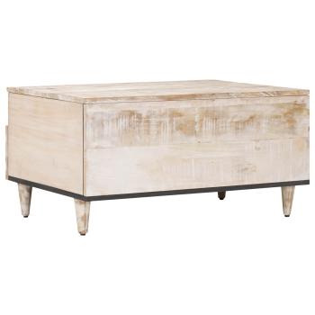 Couchtisch Weiß 80 x 54 x 40 cm Massivholz Mango