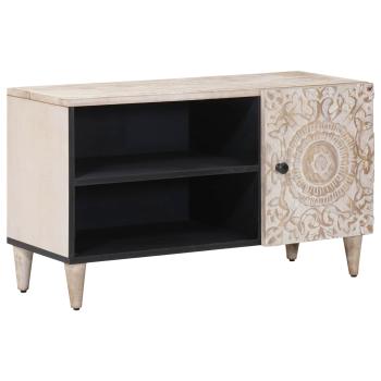 ARDEBO.de - TV-Schränk mit Regal Weiß 80 x 31,5 x 46 cm Massivholz Mango