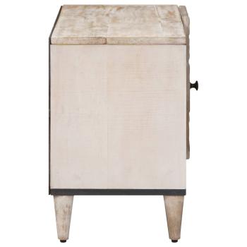 TV-Schränk mit Regal Weiß 80 x 31,5 x 46 cm Massivholz Mango
