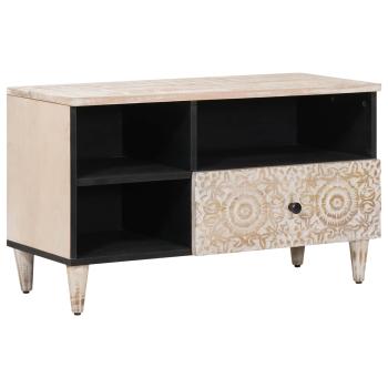 ARDEBO.de - TV-Schränk Weiß 80 x 33,5 x 46 cm Massivholz Mango