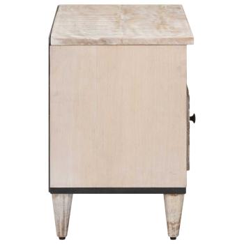 TV-Schränk Weiß 80 x 33,5 x 46 cm Massivholz Mango