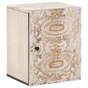 ARDEBO.de - Badezimmer Hängeschrank Weiß 38 x 33,5 x 48 cm Massivholz Mango