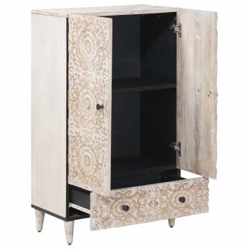 Hochschrank mit Regal Wei? 60 x 33,5 x 100 cm Massivholz Mango