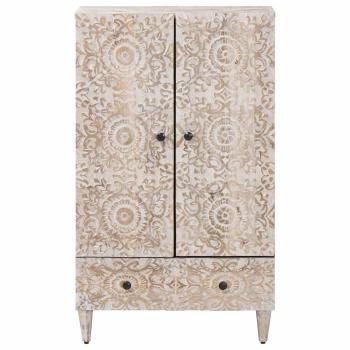 Hochschrank mit Regal Wei? 60 x 33,5 x 100 cm Massivholz Mango