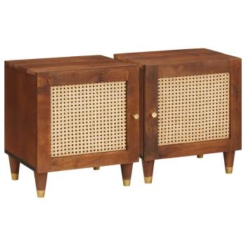 ARDEBO.de - Nachttisch 2 Stk. Braun 40 x 33,5 x 46 cm Massivholz Akazie