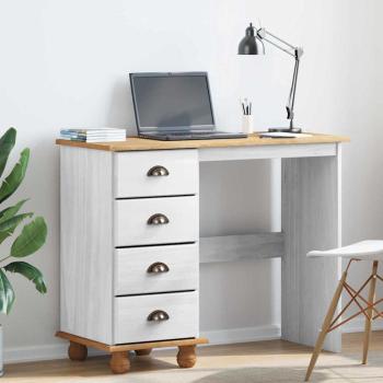 ARDEBO.de - Schreibtisch ASKIM Weiß 95 x 40 x 75 cm Massives Kiefernholz