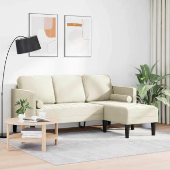 Sofa Set mit Kissen Creme Polyester