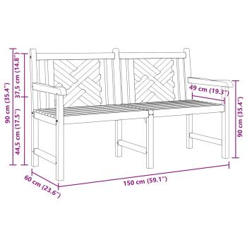 Gartenbank 150 x 60 x 90 cm Massivholz Teak