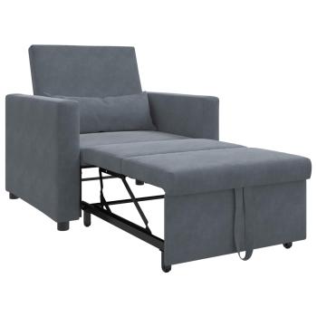 Ausziehbare Schlafcouch Einzel mit Rädern Dunkelgrau Samt
