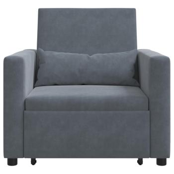Ausziehbare Schlafcouch Einzel mit Rädern Dunkelgrau Samt