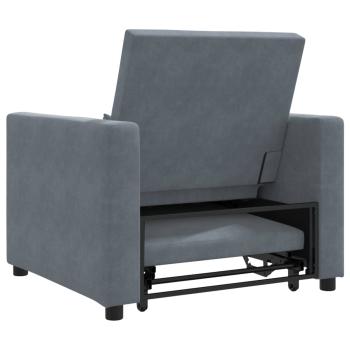 Ausziehbare Schlafcouch Einzel mit Rädern Dunkelgrau Samt