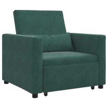 Ausziehbare Schlafcouch Einzel mit Rädern Dunkelgrün Samt