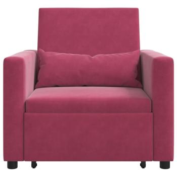 Ausziehbare Schlafcouch Einzel mit Rädern Weinrot Samt