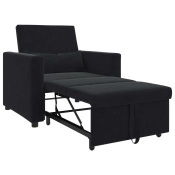 Ausziehbare Schlafcouch Einzel mit Rädern Schwarz Samt