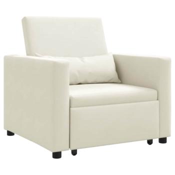 Ausziehbare Schlafcouch Einzel mit R?dern Creme Samt