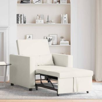Ausziehbare Schlafcouch Einzel mit R?dern Creme Samt