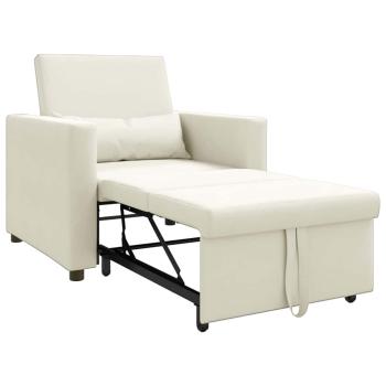 Ausziehbare Schlafcouch Einzel mit R?dern Creme Samt