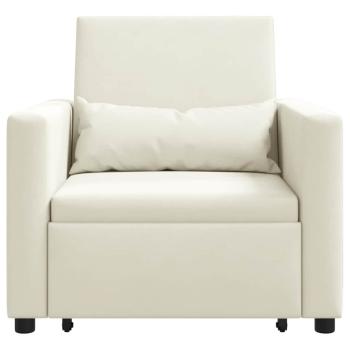 Ausziehbare Schlafcouch Einzel mit R?dern Creme Samt