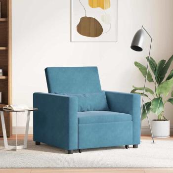 ARDEBO.de - Ausziehbare Schlafcouch Einzel mit Rädern Blau Samt
