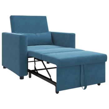 Ausziehbare Schlafcouch Einzel mit Rädern Blau Samt