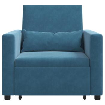 Ausziehbare Schlafcouch Einzel mit Rädern Blau Samt