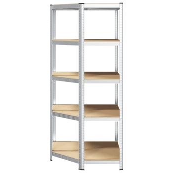 Eckregal mit Regal Silber 90 x 90 x 198 cm Holzwerkstoff