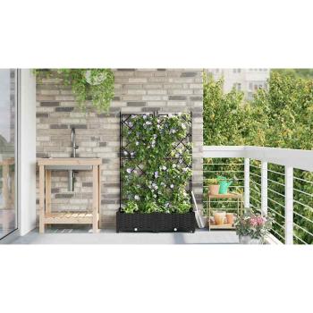 Garten-Pflanzgefäß 2 stk. Schwarz 80 x 40 x 125,5 cm PP