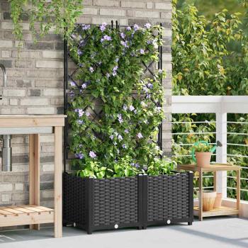 Garten-Pflanzgefäß 2 stk. Schwarz 80 x 40 x 143 cm PP