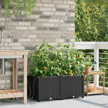 Garten-Pflanzgefäß 2 Stk. Schwarz 80 x 40 x 37,5 cm PP