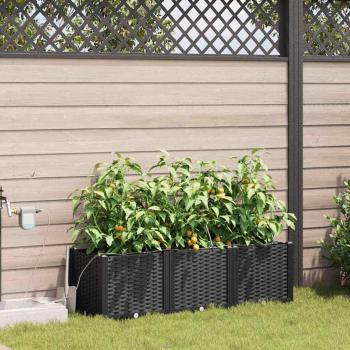 ARDEBO.de - Garten-Pflanzgefäß 3 stk. Schwarz 120 x 40 x 37,5 cm PP