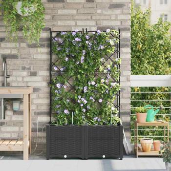 Garten-Pflanzgefäß 2 Stk. Schwarz 80 x 40 x 142 cm PP