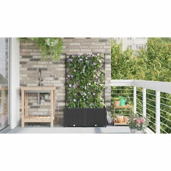 Garten-Pflanzgefäß 2 Stk. Schwarz 80 x 40 x 142 cm PP