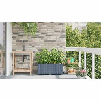 Garten-Pflanzgefäß 2 Stk. Hellgrau 80 x 40 x 37,5 cm PP