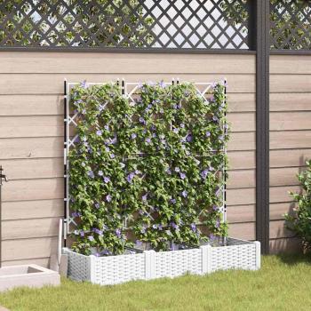 ARDEBO.de - Garten-Pflanzgefäß 3 stk. Weiß 120 x 40 x 125,5 cm PP