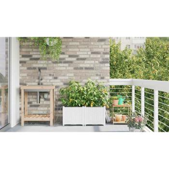 Garten-Pflanzgefäß 2 Stk. Weiß 80 x 40 x 37,5 cm PP