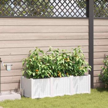 ARDEBO.de - Garten-Pflanzgefäß 3 Stk. Weiß 120 x 40 x 37,5 cm PP