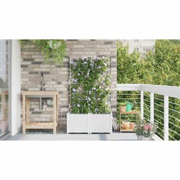Garten-Pflanzgefäß 2 Stk. Weiß 80 x 40 x 142 cm PP