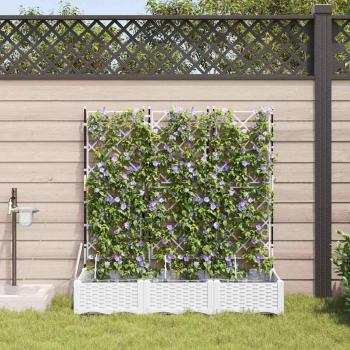 ARDEBO.de - Garten-Pflanzgefäß 3 Stk. Weiß 120 x 40 x 126 cm PP