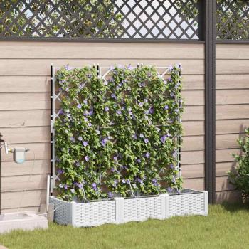 Garten-Pflanzgefäß 3 Stk. Weiß 120 x 40 x 126 cm PP