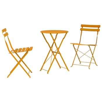 Klapp Bistro Set 3 stk. Senf Stahl