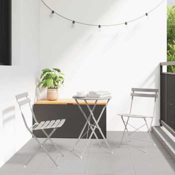 ARDEBO.de - Klapp Bistro Set 3 Stk. Beige Stahl