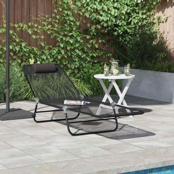 ARDEBO.de - Klappbare Sonnenliege Schwarz 182 x 55 x 85,5 cm Textilene