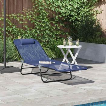 ARDEBO.de - Klappbare Sonnenliege Marineblau 182 x 55 x 85,5 cm Textilene