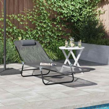 ARDEBO.de - Klappbare Sonnenliege Grau 182 x 55 x 85,5 cm Textilene