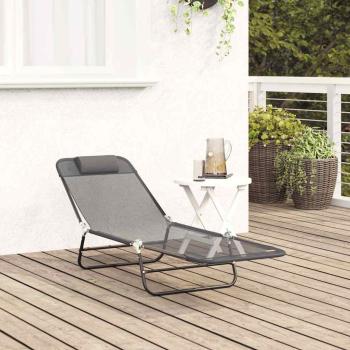 Klappbare Sonnenliege Grau 182 x 55 x 85,5 cm Textilene