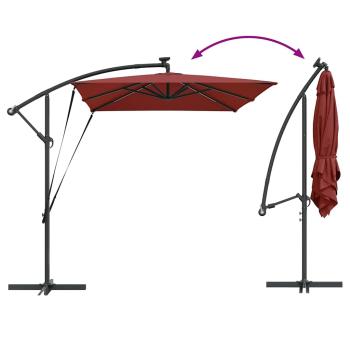 Sonnenschirm mit LED-Lichtleisten Terrakotta 294 x 200 x 270 cm