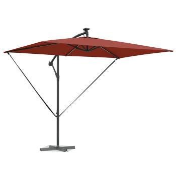 Sonnenschirm mit LED-Lichtleisten Terrakotta 294 x 200 x 270 cm