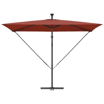 Sonnenschirm mit LED-Lichtleisten Terrakotta 294 x 200 x 270 cm