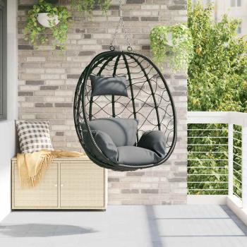 ARDEBO.de - Hängendes Ei-Stuhl Poly-Rattan 91,5 x 54,5 x 107 cm Anthrazit